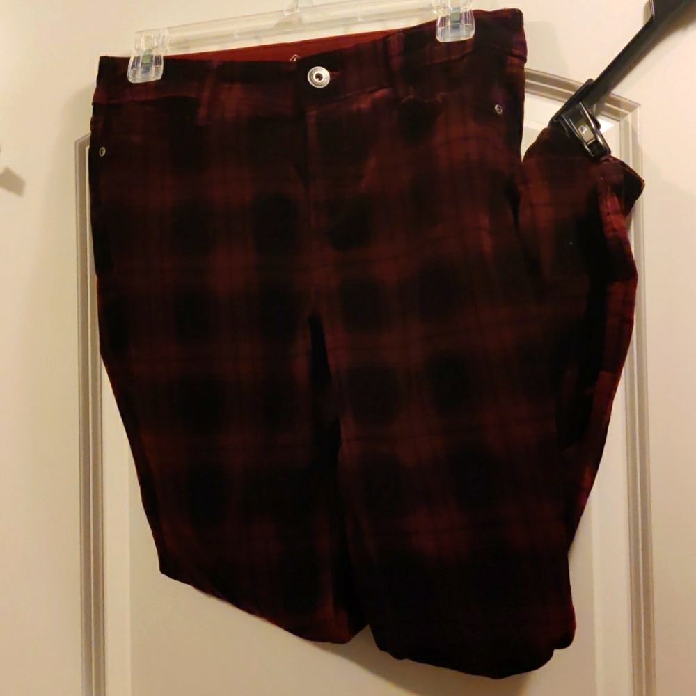 Red plaid pants women's size 4